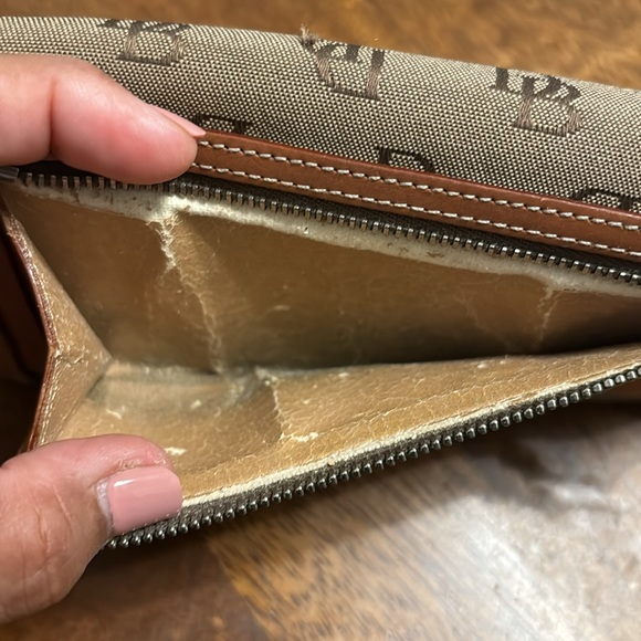 Dooney &Bourke Vintage leather and canvas wallet - Picture 3 of 6